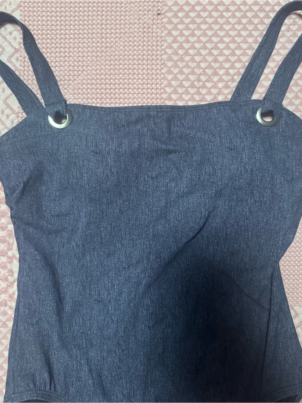 Michael Kors Dark Blue One-Piece Swimsuit with Silver Ring Straps